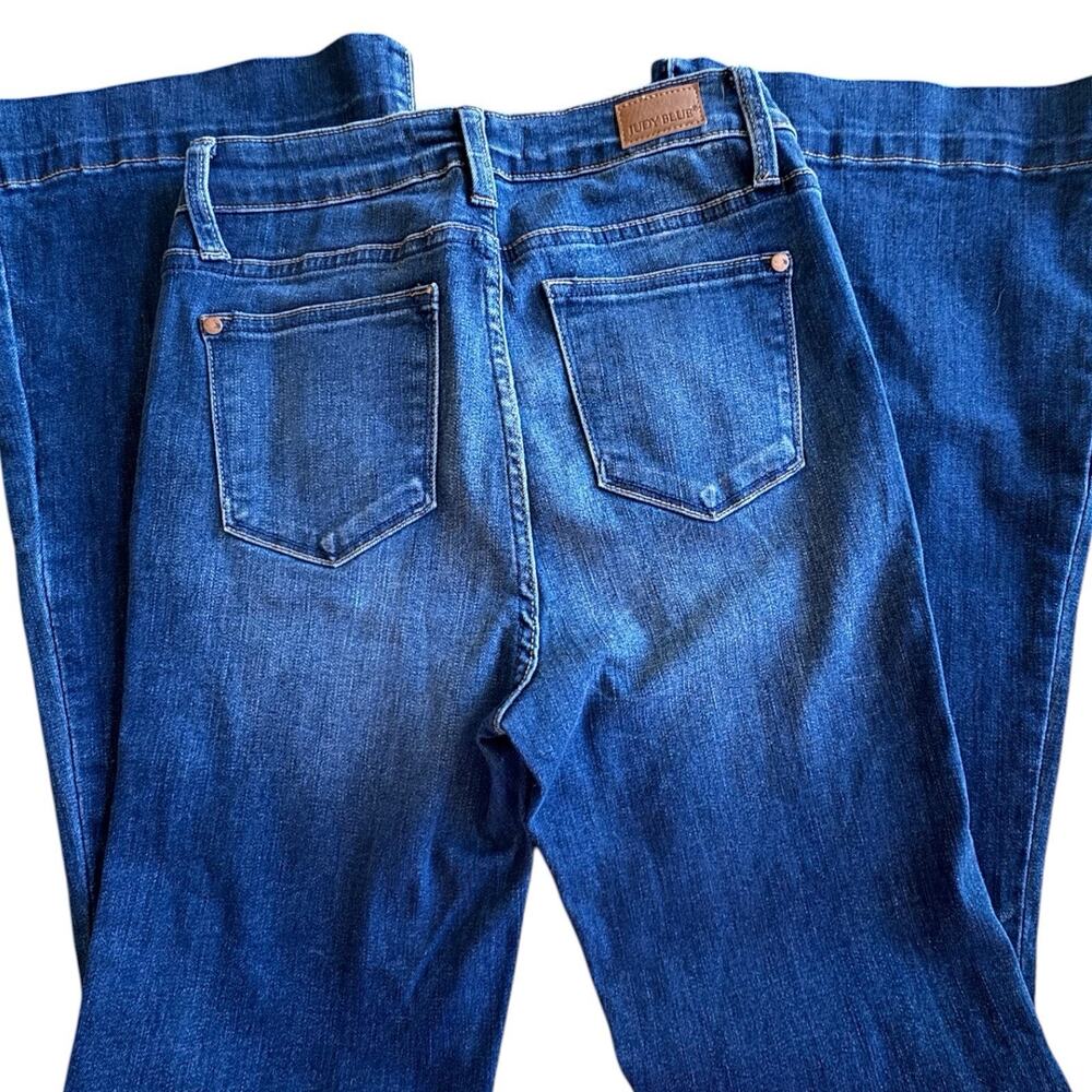 Judy Blue Trouser Flare Jeans Women’s 3/26 Stretch Dark Wash Boho Bell Bottom - Picture 3 of 8